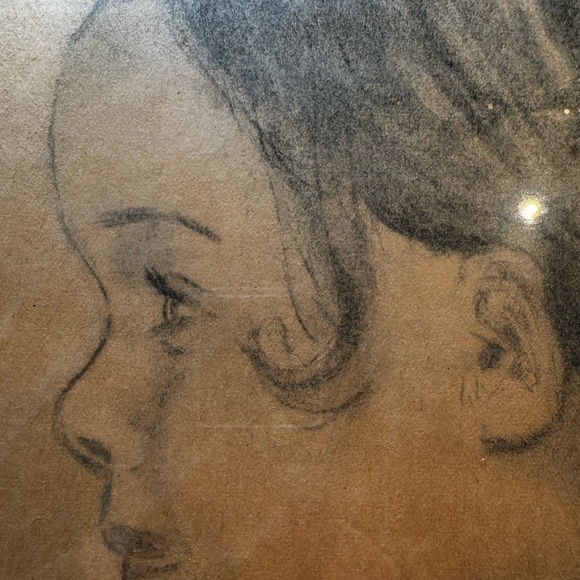 Antique Framed Pencil Drawn Child Portrait - Picture 4 of 6